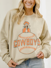 OSU Cowboys Mascot Baseball Sand Thrifted Sweatshirt