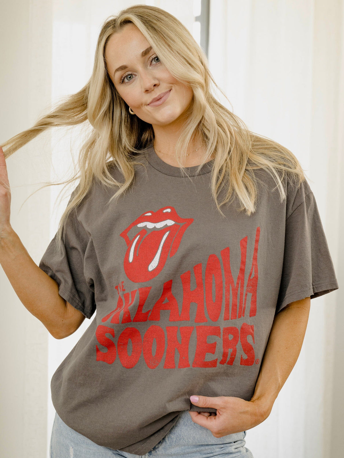 Rolling Stones OU Sooners Dazed Charcoal Thrifted Tee