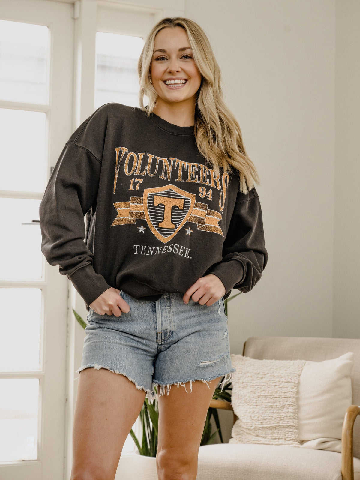 Tennessee Vols Pep Rally Black Oversized Crew Hi-Dive Sweatshirt