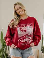 Pink Floyd Arkansas Razorbacks Animals Cardinal Thrifted Sweatshirt