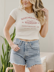 Arkansas Razorbacks Stadium Coordinates Off White Micro Cropped Tee