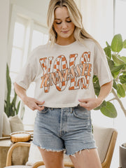Vols Twisted Check Off White Cropped Tee
