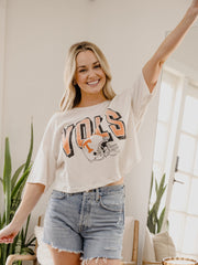 Vols Helmet Fade Off White Cropped Tee