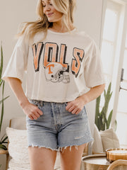 Vols Helmet Fade Off White Cropped Tee