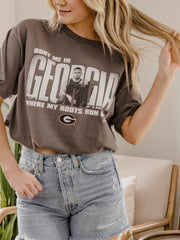 Kane Brown UGA Bury Me In Georgia Charcoal Thrifted Distressed Tee