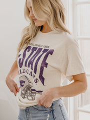 KSU Wildcats Established Date Helmet Off White Thrifted Tee