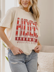 Arkansas Razorbacks Preppy Plaid Ivory Tee