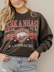 Arkansas Razorbacks Pep Rally Smoke Oversized Crew Hi-Dive Sweatshirt