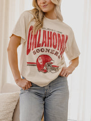 OU Sooners Established Date Helmet Off White Thrifted Tee