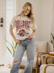 Mississippi State Bulldogs Established Date Helmet Off White Thrifted Tee