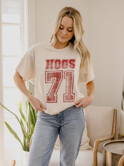 Arkansas Razorbacks Player Off White Thrifted Tee