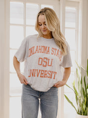 OSU Cowboys Vintage Sport Ash Gray Thrifted Tee