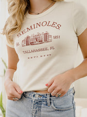 FSU Seminoles Stadium Coordinates Off White Micro Cropped Tee