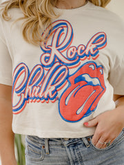 Rolling Stones KU Jayhawks Malibu Puff Ink Off White Cropped Tee