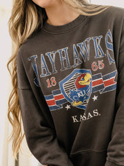 KU Jayhawks Pep Rally Black Oversized Crew Hi-Dive Sweatshirt