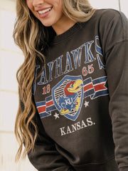 KU Jayhawks Pep Rally Black Oversized Crew Hi-Dive Sweatshirt