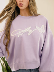 Dolly Parton Tinsel Purple Hi-Dive Oversized Crew Sweatshirt