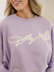 Dolly Parton Tinsel Purple Hi-Dive Oversized Crew Sweatshirt