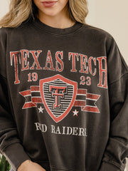 Texas Tech Pep Rally Black Oversized Crew Hi-Dive Sweatshirt