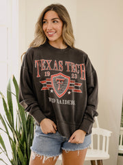 Texas Tech Pep Rally Black Oversized Crew Hi-Dive Sweatshirt