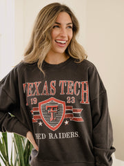 Texas Tech Pep Rally Black Oversized Crew Hi-Dive Sweatshirt