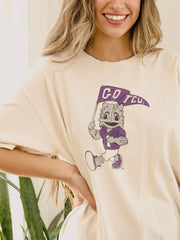 TCU Horned Frogs Mascot Flag Off White Thrifted Tee