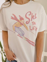 Ski Ya Later White Thrifted Tee