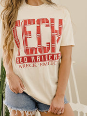 Texas Tech Preppy Plaid Off White Thrifted Tee