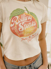 Rolling Stones Peach Off White Micro Cropped Tee