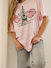 Rolling Stones Paris Puff Ink Pink Thrifted Distressed Tee