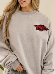 Arkansas Razorbacks Chenille Patch Gray Sweatshirt