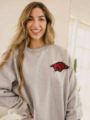 Arkansas Razorbacks Chenille Patch Gray Sweatshirt