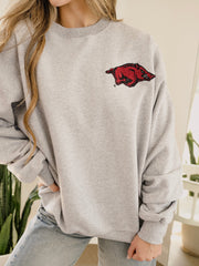 Arkansas Razorbacks Chenille Patch Gray Sweatshirt