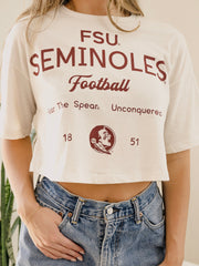 FSU Seminoles Shot Off Off White Cropped Tee