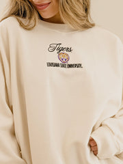 LSU Tigers Embroidered Script Cream Sweatshirt