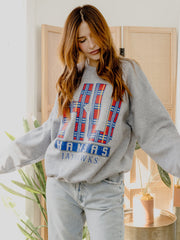 KU Jayhawks Preppy Plaid Gray Thrifted Sweatshirt