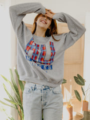 KU Jayhawks Preppy Plaid Gray Thrifted Sweatshirt