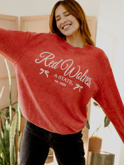 ASU Red Wolves Established Bows Red Corded Crew Sweatshirt