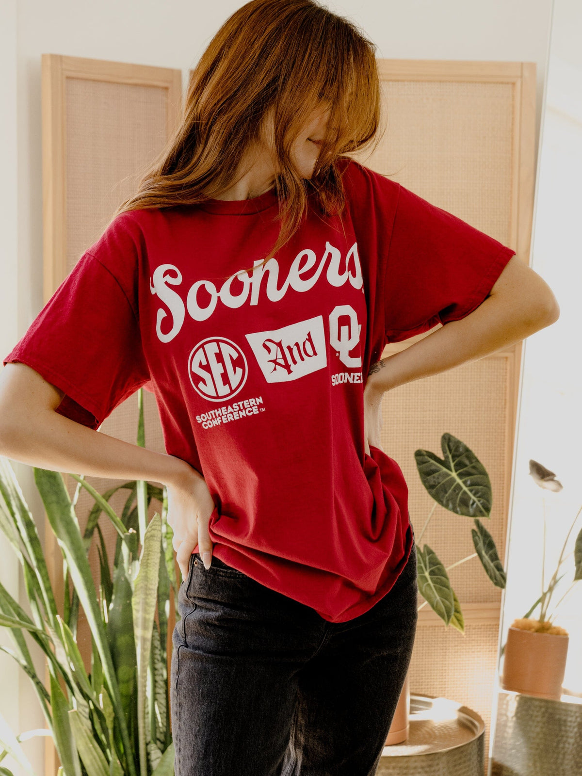 OU/SEC TAP Crimson Thrifted Tee