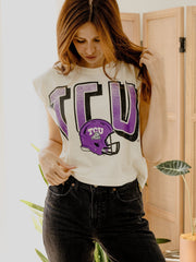 TCU Horned Frogs Helmet Fade Off White Tank