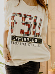 FSU Seminoles Preppy Plaid Ivory Tee