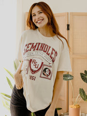 FSU Seminoles Prep Patch Off White Thrifted Tee