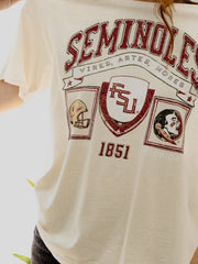 FSU Seminoles Prep Patch Off White Thrifted Tee