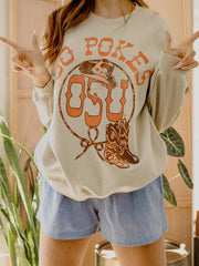 OSU Cowboys Boots Sand Thrifted Sweatshirt