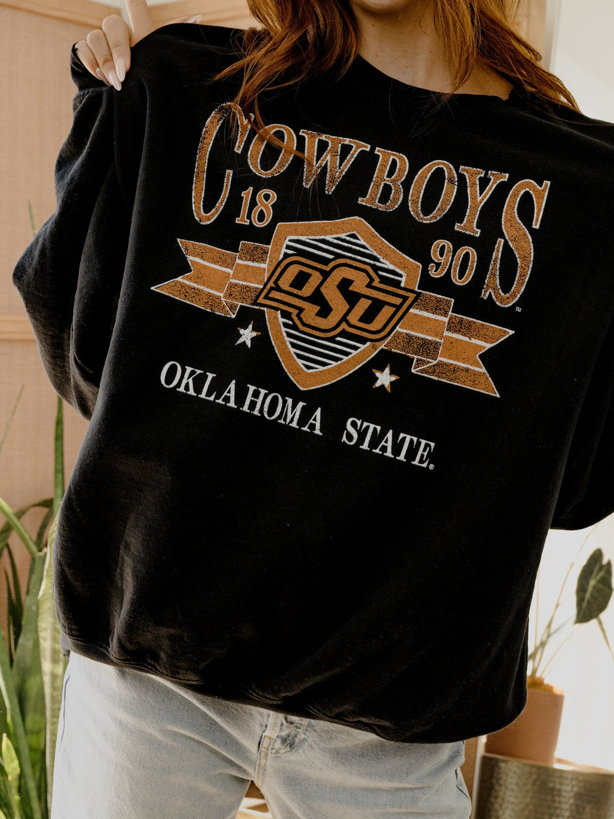 OSU Cowboys Pep Rally Black Thrifted Sweatshirt