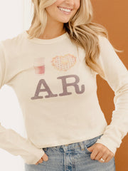 I Heart Pie AR Off White Micro Cropped LS Tee