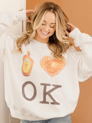 I Heart Chicken & Waffles OK White Sweatshirt