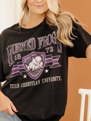 TCU Horned Frogs Pep Rally Black Thrifted Tee