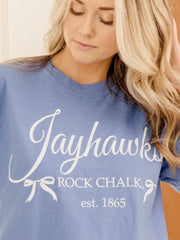 KU Jayhawks Established Bows Blue Tee