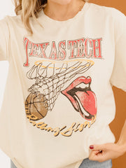 Rolling Stones Texas Tech Basketball Net Off White Thrifted Tee